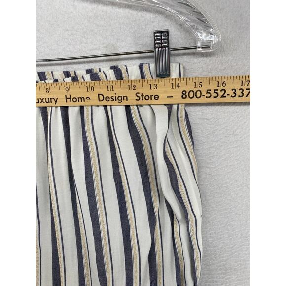 BLUE ISLAND Jumpsuit Small Striped Cinched Waist Strapless Rayon White Navy - Picture 9 of 14